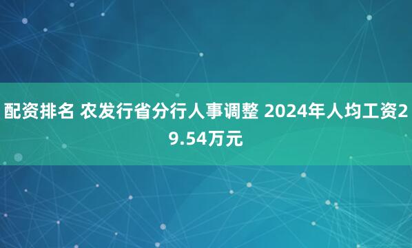 配资排名 农发行省分行人事调整 2024年人均工资29.54万元
