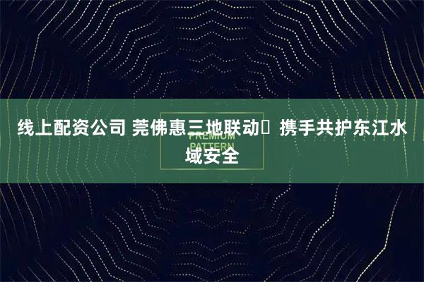 线上配资公司 莞佛惠三地联动 携手共护东江水域安全